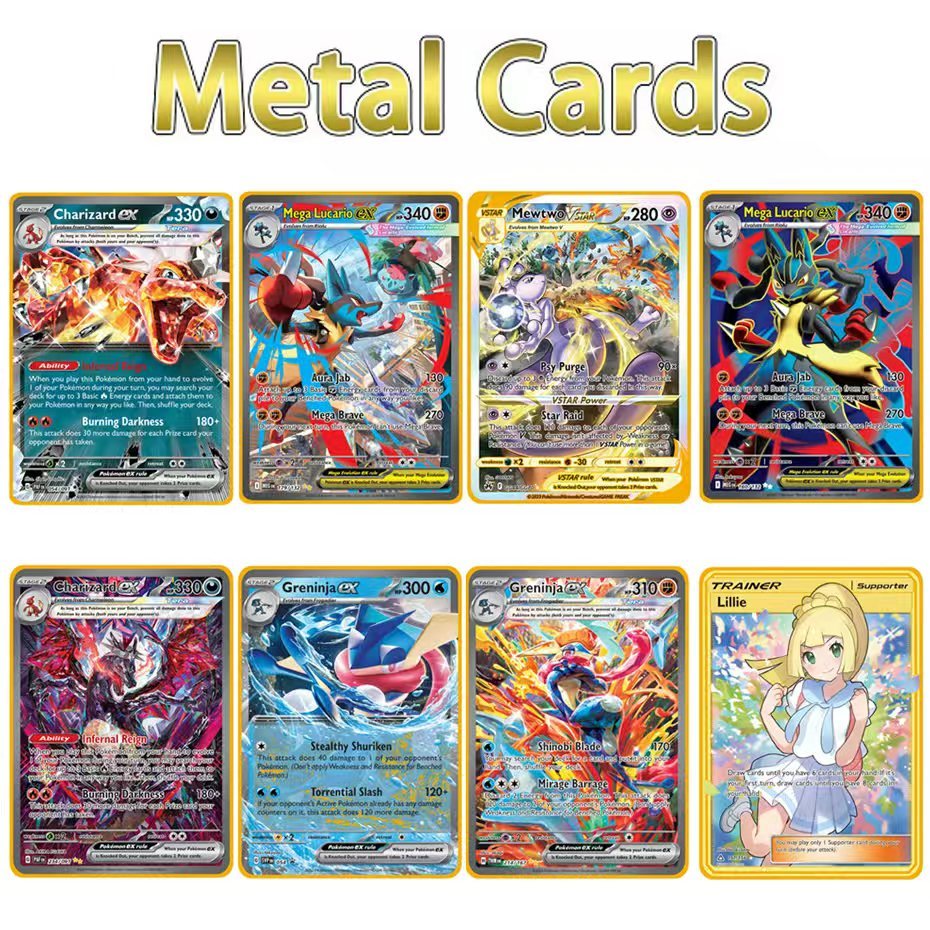 2026 New Customized Popular Metal Card 10000 Points Arceus Charizard Super Card English Mewtwo