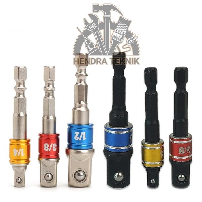 Adaptor sok bor set 3pcs sambungan soket mata kunci shock bor shok HD