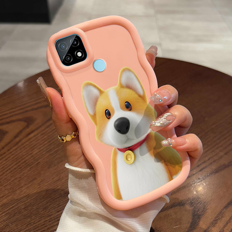 Casing Untuk Realme C21 Case Casing Lukisan babi comel dengan anjing pola HP Cesing lunak Silikon So