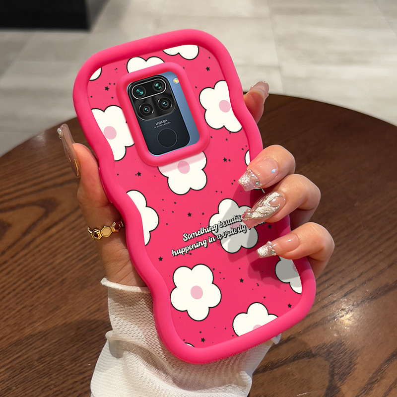 Casing HP Untuk Xiaomi Redmi Note 9 Pro Note 9s Case Neon Wave Bunga Kecil Kasing Silikon Cesing bin
