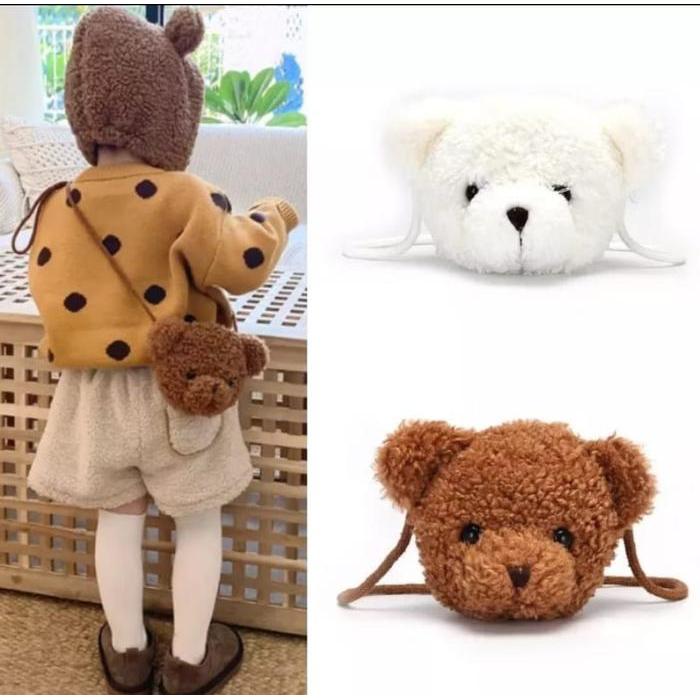 Tas selempang teddy bear mini tas boneka kepala beruang mini tas fashion anak pereempuan tas fashion