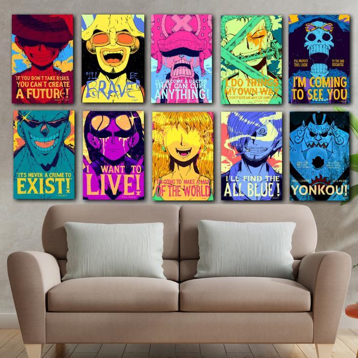 hiasan dinding pajangan poster kayu one piece crew mugiwara art 20x30
