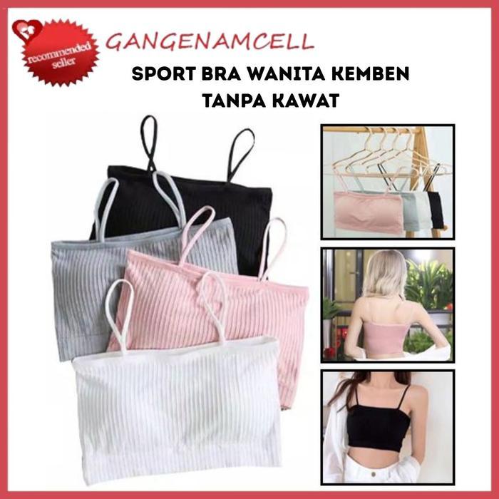 Sport Bra Kemben Tali Kecil Dalaman Wanita Import BH Gym Tanpa Kawat