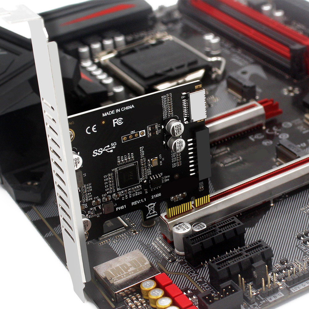Computer PCI-E To USB 3.0 Type C Front Panel Adapter 19PIN PCI-E To USB 3.0 Hub Splitter Extender