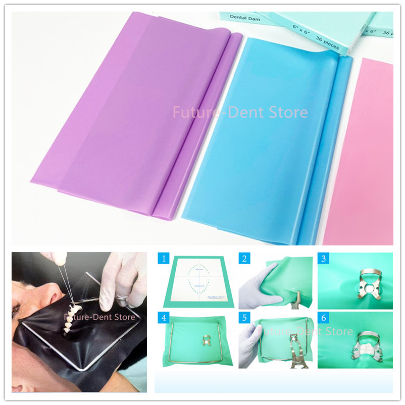 Dental Rubber Dam Sheet Natural Latex Rubber barrier Dams 5*5/6*6"