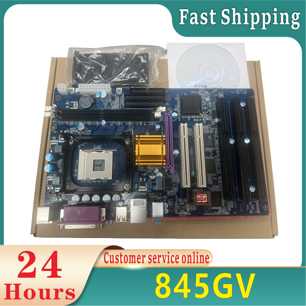 100% new original 845GV, motherboard with 3 ISA 2PCI slots, 2 COM, 2 IDE, slot 478, VGA,