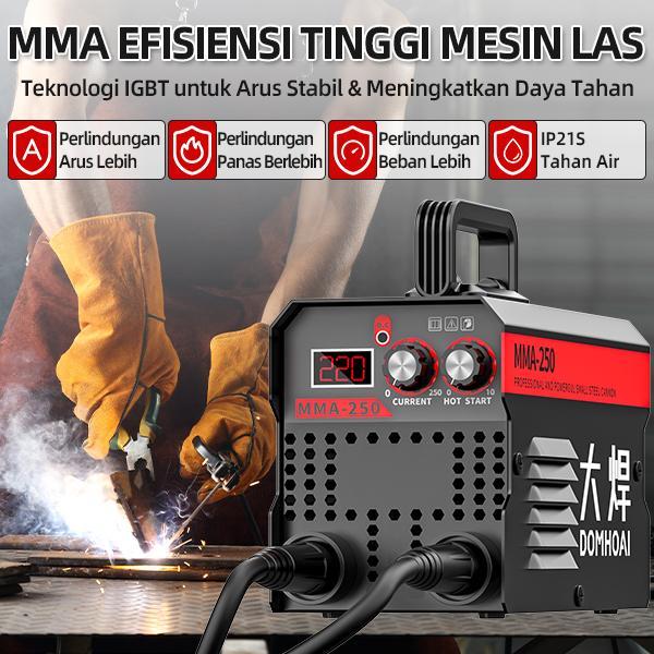 DOMHOAI Inverter Mesin Las MMA-250 Las Listrik IGBT Mesin Las Portabel Tampilan Digital Definisi