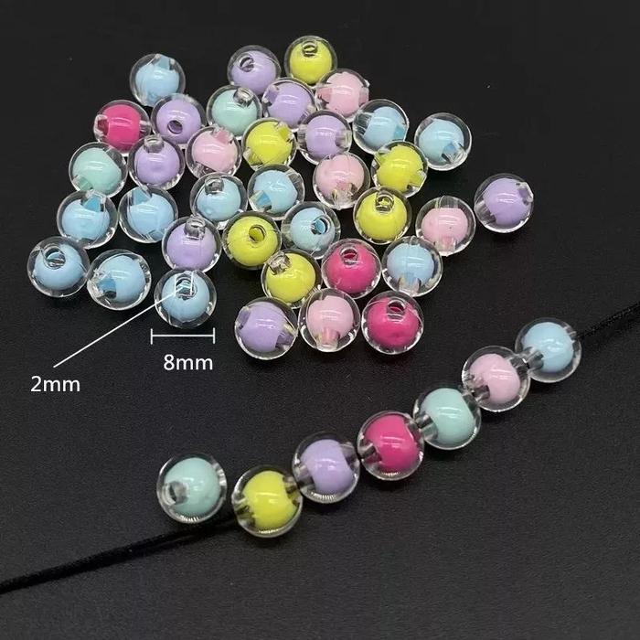 Manik Manik Bulat Kristal Transparan Manik Akrilik Spacer Warna Warni Bening Terbaru