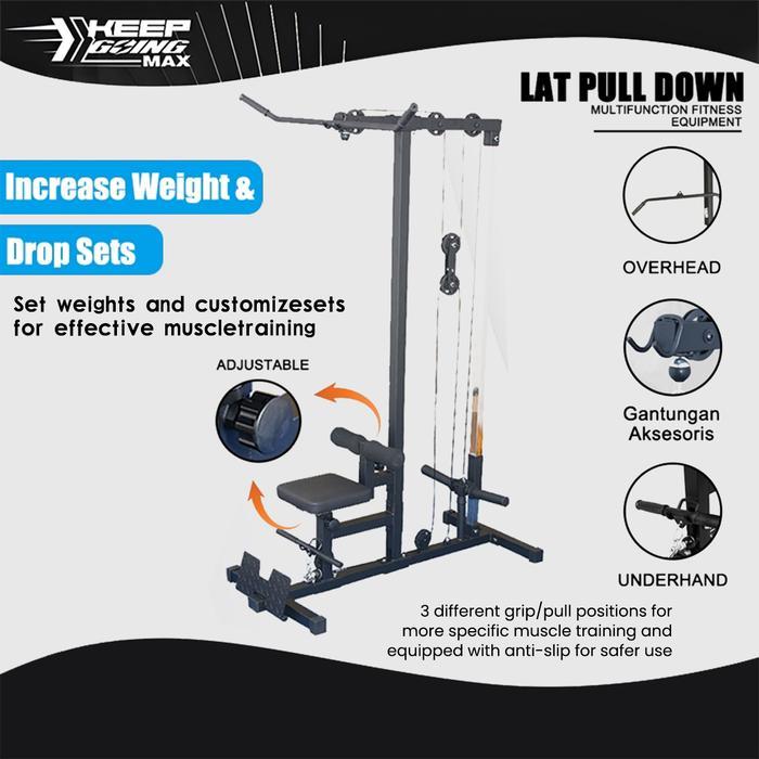 NEW PRODUK LAT PULL DOWN CROSSOVER ROWING FITNESS LAT PULL DOWN ALAT FITNESS MULTIFUNGSI ALAT