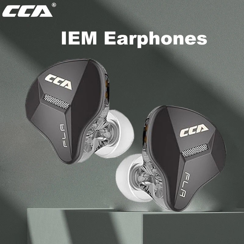 CCA-FLA Fones com fio, 10mm, Dynamic Driver IEMs Fones De Ouvido, 2Pin Cabo Destacvel Headphones,