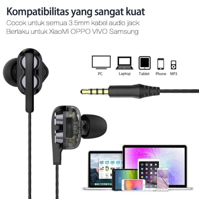 Headset 4D Bass Earphone 3.5Mm Hedset With Mic Handset Pubg Gaming Terpercaya