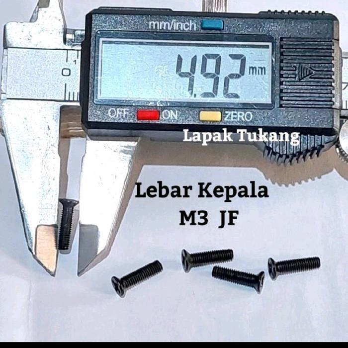 1 Set Baut Mur Hitam M3 Countersunk Berbagai Ukuran Panjang 3-16 mm
