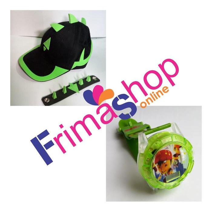 ORIGINAL PAKET TOPI BOBOIBOY DURI + JAM TANGAN PROYEKTOR READY STOCK