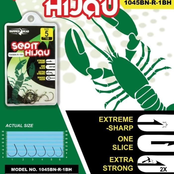 Mata Kail Pancing Hammerhead Sepit Hijau Pancing Udang