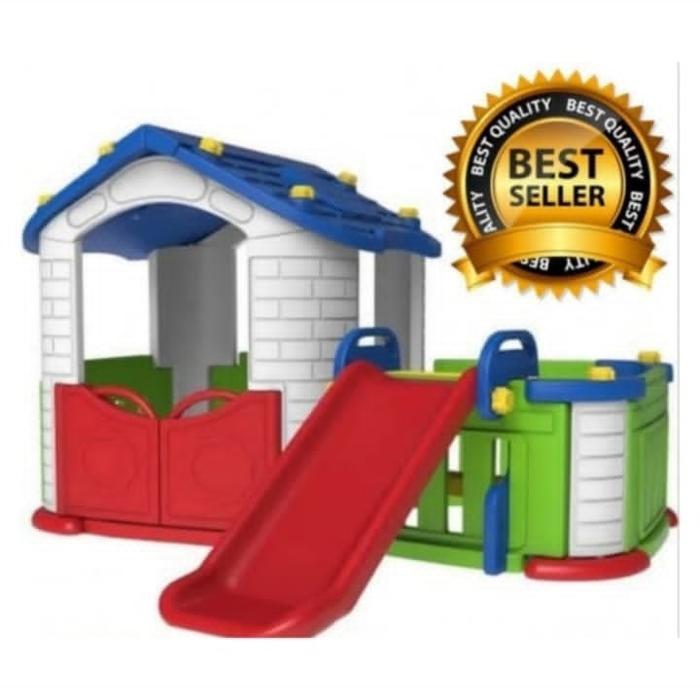 playhouse mainan rumah pagar anak ada perosotan lengkap tempat bermain