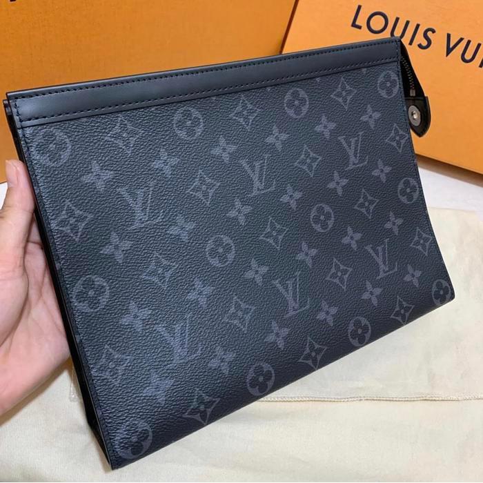 BERKUALITAS Original - LV Louis Vuitton Pochette Voyage MM Monogram Eclipse Clutch