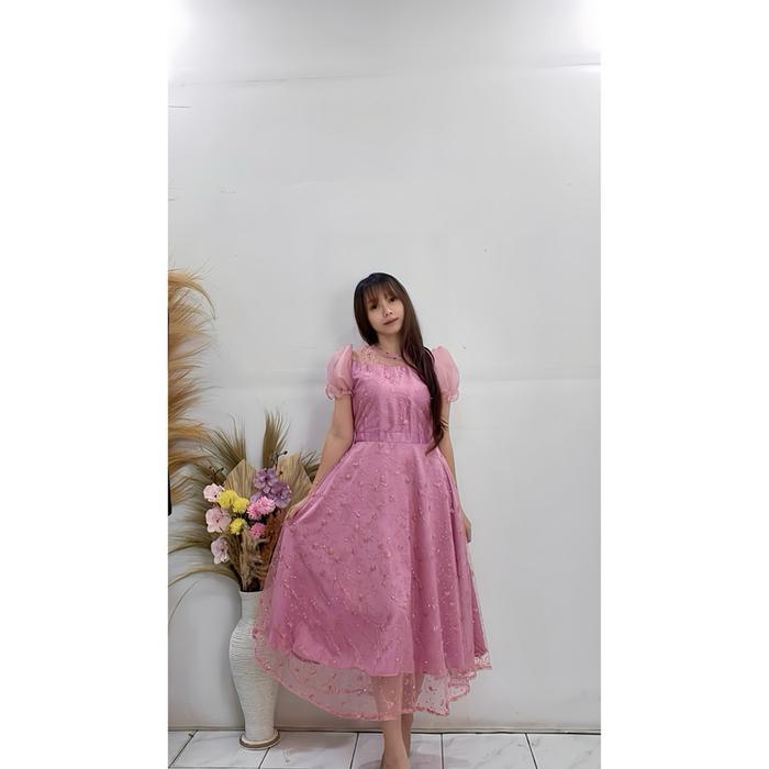 Adelia Dress M L Xl Dress Pesta Dress Natal Dress Gaun Mewah Wanita Gaun Remaja Cantik Casual Dress