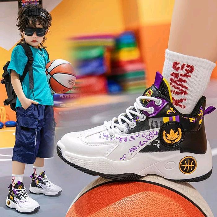 Yingzi - [29-40]Sepatu Basket Anak Laki-Laki High Top Shoelaces Sport Shoes/ Kids Cool Boys