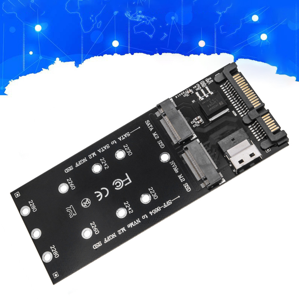 M.2 To SATA Adapter SFF-8654 To M2 NVME SSD 22Pin SATA To M2 Expansion Card 2 in 1 Combo Adapter Fit