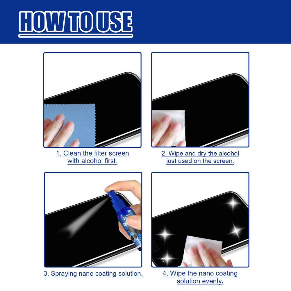 Phone Screen Coating Kit, Oleophobic Hydrophobic Liquid Glass Nano Coating, Anti-Scratch