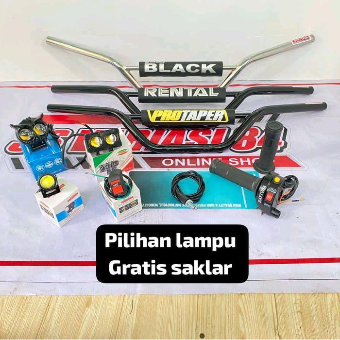 Paket Hemat Stang Trail+Gas Spontan Daytona 2Tombol+Lampu Tembak Led=Gratis Saklar Lampu