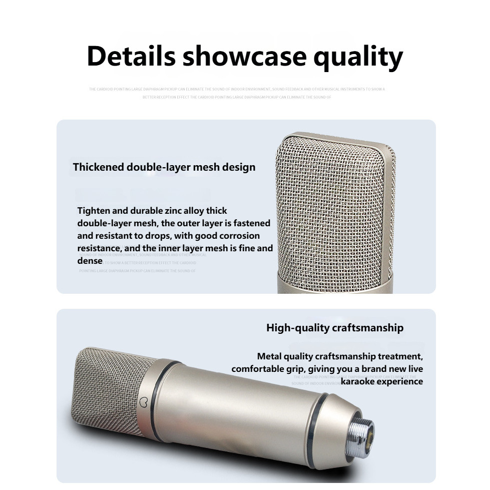 Top Studio Metal U87 Condenser Microphone Professional Cardioid Studio Mic for Recording Podcasting