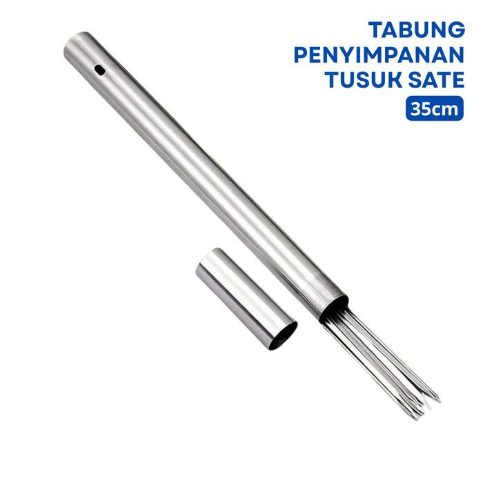 Tabung Penyimpanan Tusuk Sate 35cm Bahan Stainless Steel Kitchenware