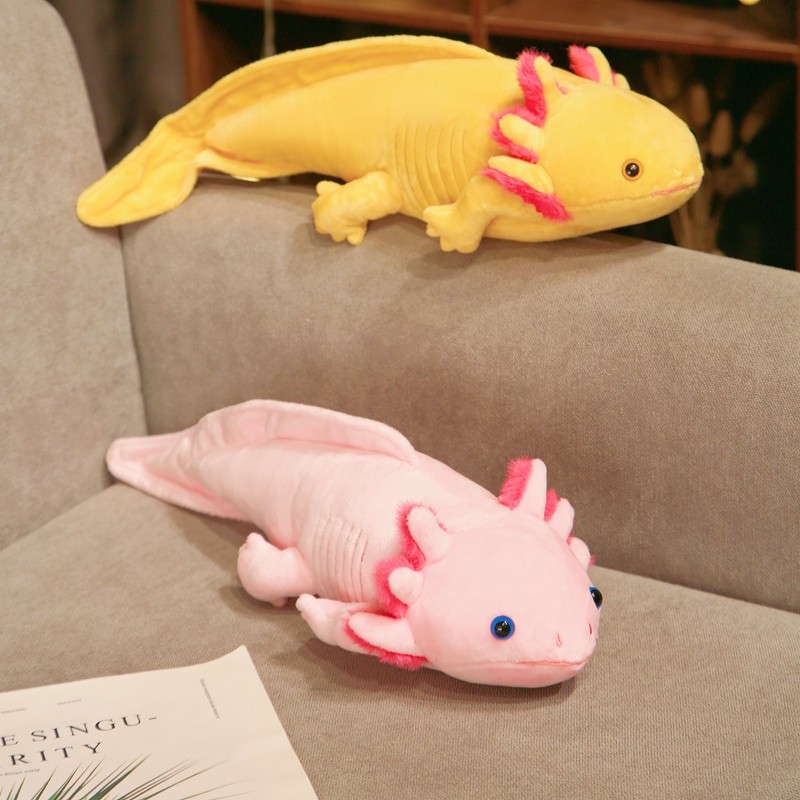 45cm Kawaii Colorful Newt Plush Toy Stuffed Cute Axolotl Salamander Fuzzy Plush Fish Appeasing Long