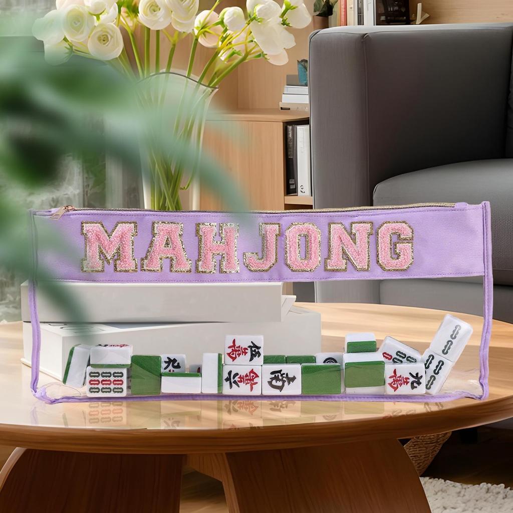 Mahjong Storage Bag Mahjong Tile Zippered Storage Bag Portable Organizer Case For Business Studio