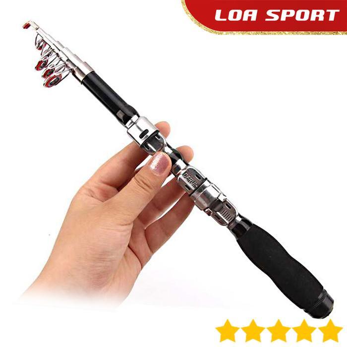 Falcon Fishing - Joran Pancing Mini Antena Telescopic 7 Ruas 1.5M Reel Seat Jepit Hitam
