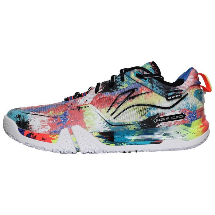 Sepatu Badminton Lining Saga III Pro Scuba Blue Neon Roaring Flame