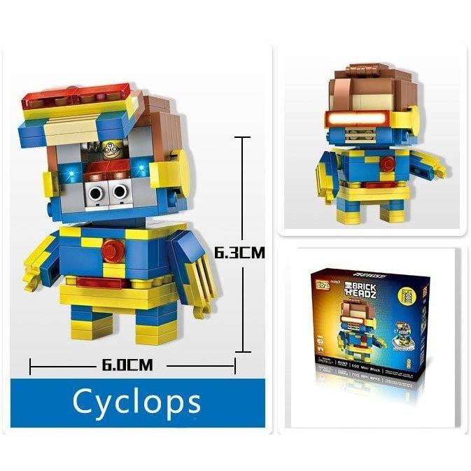 Terbatas Action Figure Loz Mini BRICK HEADZ exclusive packaging CYCLOPS