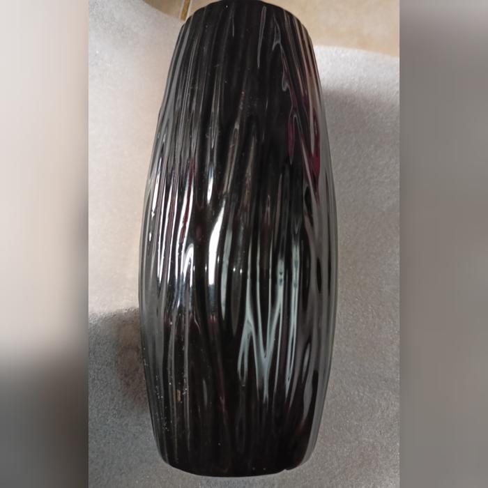 Vas Bunga Keramik Origami Import Premium-Black -Oval