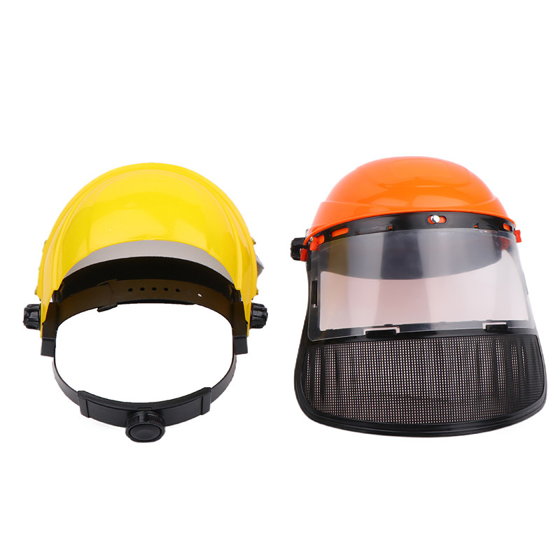 Garden Grass Trimmer Safety Helmet Hat With Full Face Mesh Protective Mask For Logging Brush Cutter