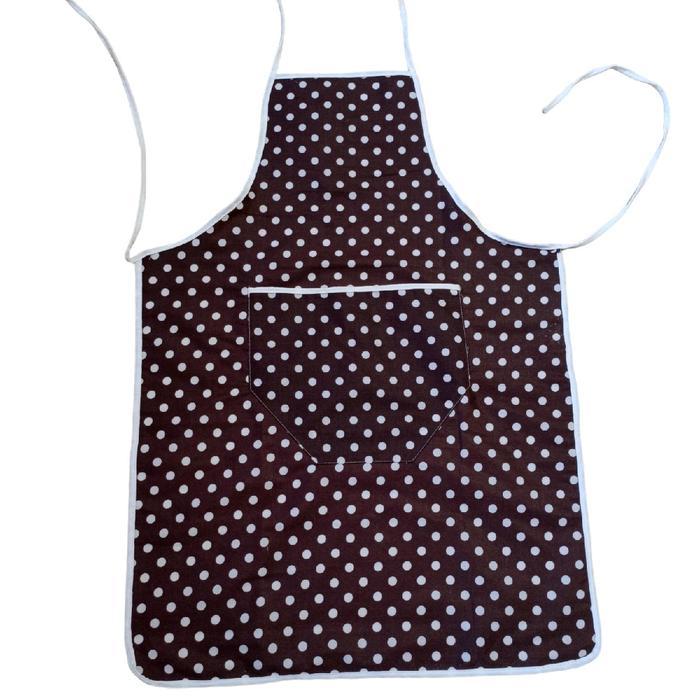 Celemek Masak/Apron Masak Dewasa Motif Polkadot/Baju Masak Anti Air Bahan Kain Terpercaya