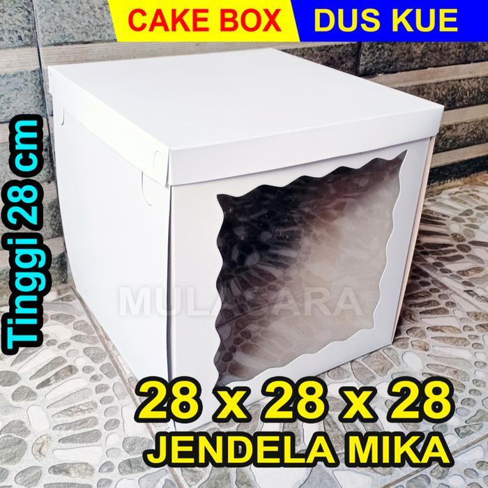 DUS 28X28X28 CM JENDELA MIKA / TINGGI 28CM / DUS KUE ULANG TAHUN / BOX