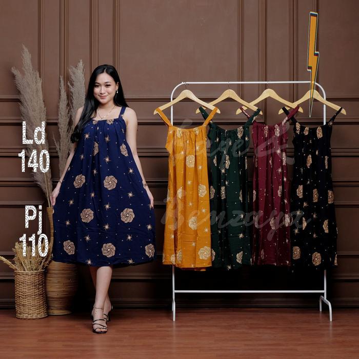 daster yukensi jumbo kencana ungu ld 140 bahan adem tanpa lengan seksi