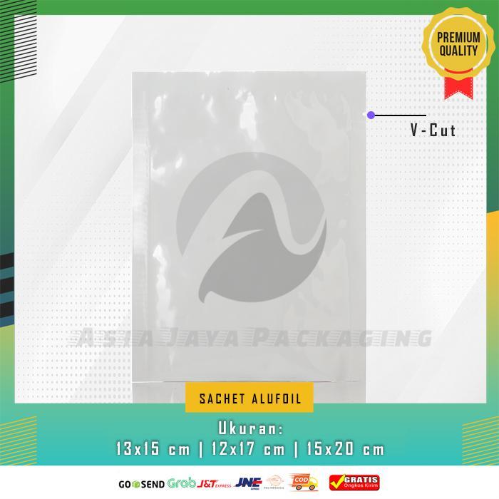 New Kemasan Aluminium Foil Sachet 13 cm x 15 cm (100gr) Putih Untuk Dapur