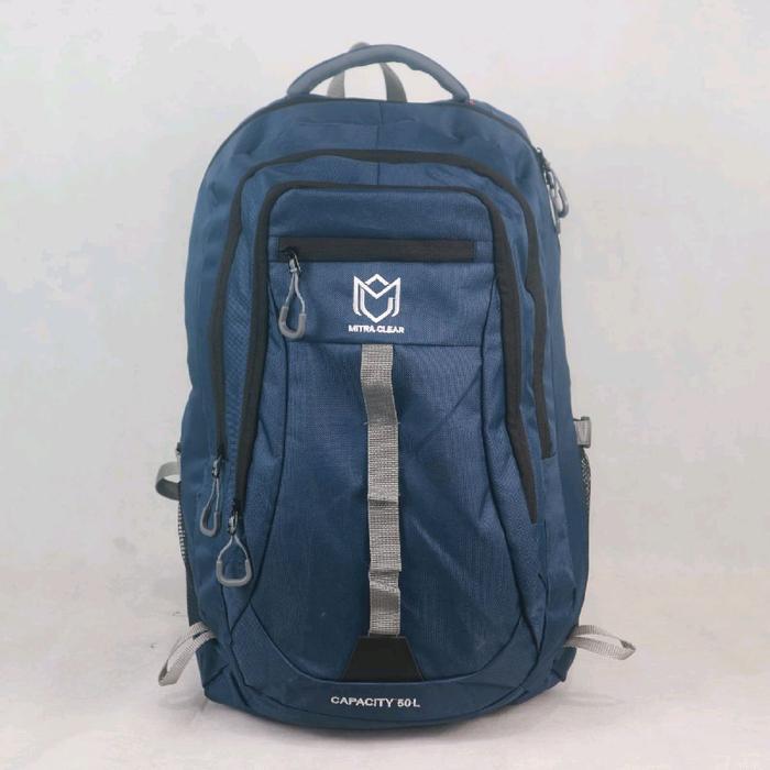 HEMAT Mitra Clear Tas Gunung Hiking Outdoor Backpack 50L Tas Ransel Punggung Biru dengan Kapasitas