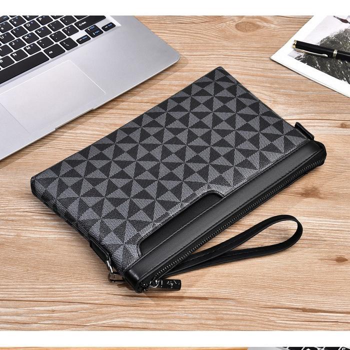 STOK TERBATAS Tas Tangan Clutch Hand Bag Pria Cowok Dompet Tangan Besar Tipis Serbaguna Import Bahan
