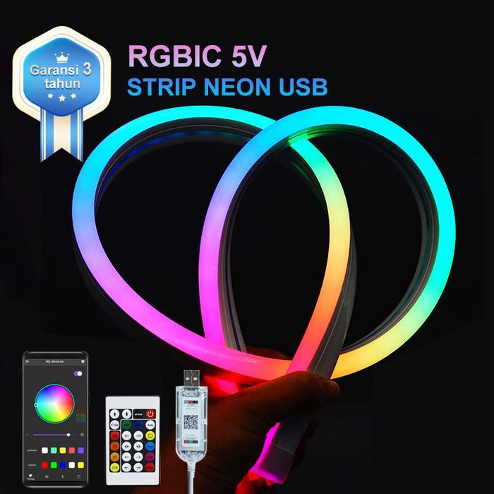 Lampu LED RGB 5 Volt Remote Control dan Antarmuka USB Bluetooth Ambient Light Strip 2-5 meter Neon