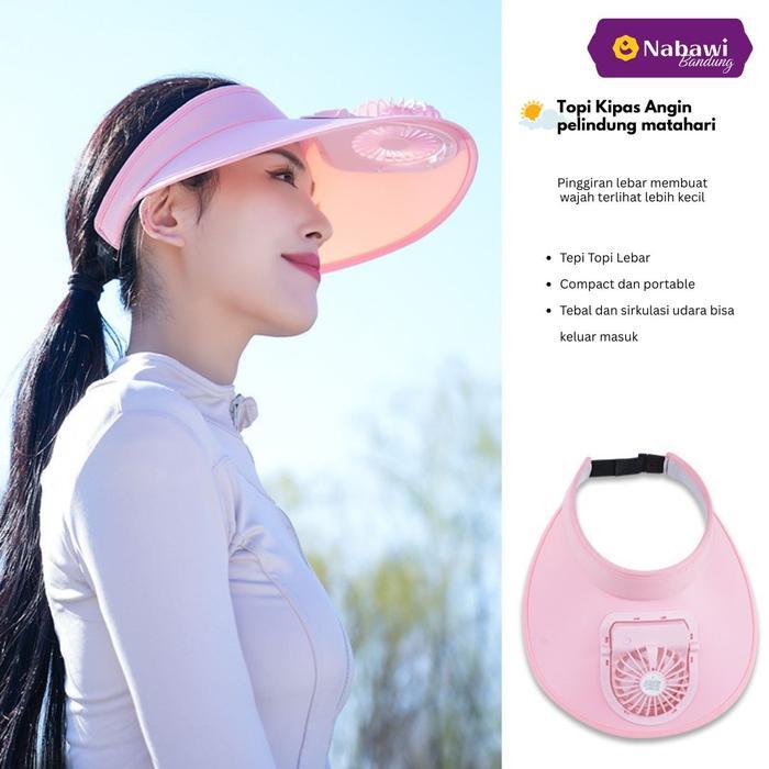 Topi Kipas Angin USB Portable Mini Fan Hat Topi Anti Panas Topi Pantai Fashion Traveling