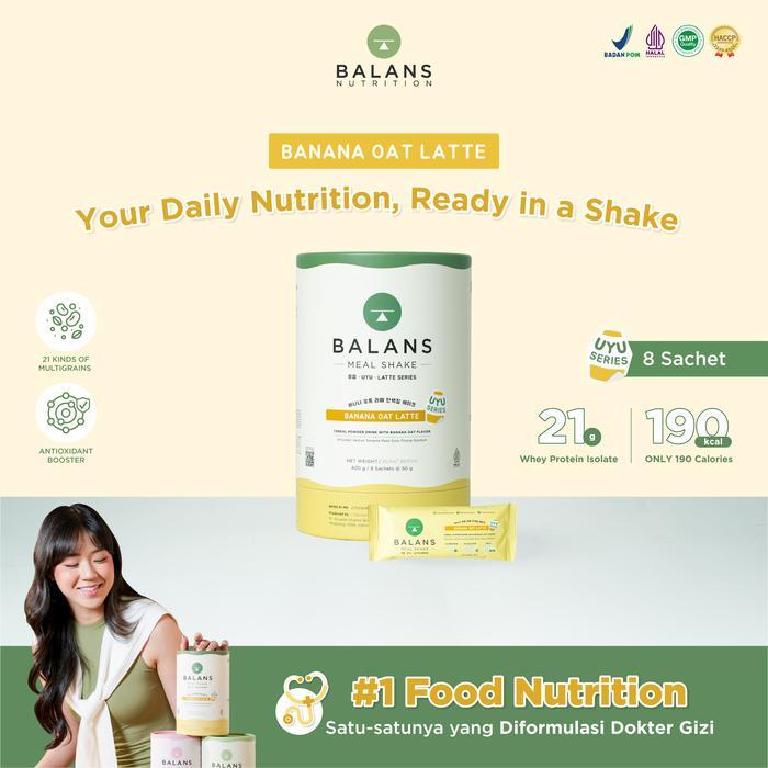 NEW PORODUK BALANS MEAL SHAKE UYU SERIES TRIAL TUBE BANANA OAT LATTE SUSU PROTEIN & TINGGI KALSIUM
