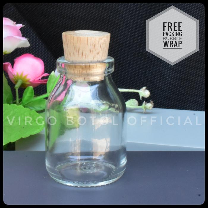 Botol Kaca 50ml Tutup kayu Craft - Natural
