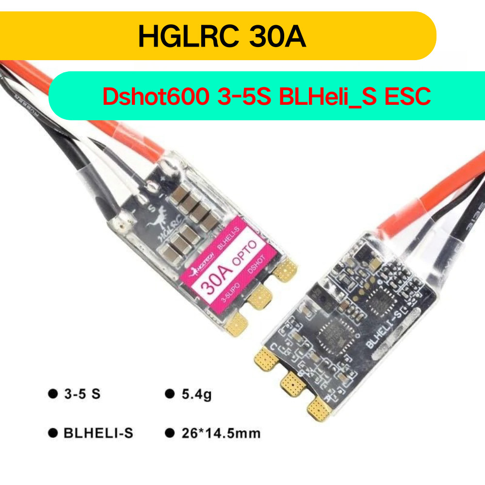 HGLRC 30A 30AMP 3-5S BLHELIS 16.5 BB2 DSHOT600 Brushless ESC for RC