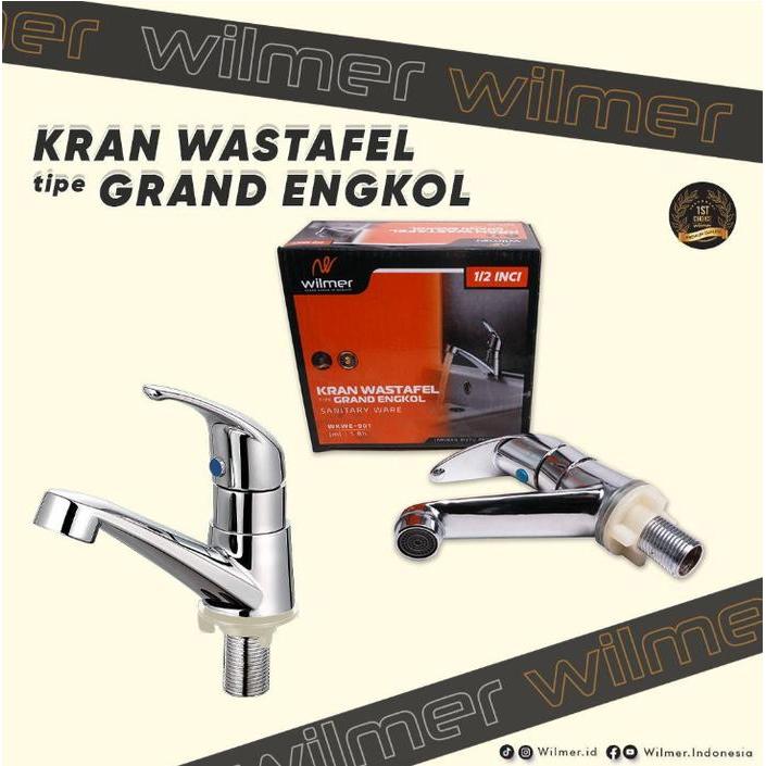Best Seller Wilmer Wewe-901 Kran Air Wastafel / Nekel Push Up Angkat / Keran Air Cuci Tangan Nekel