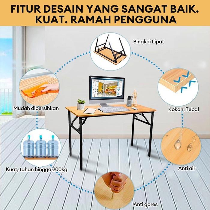 FUFU Meja Belajar Lipat Meja Lipat Meja Kayu Meja Lipat Portabel Meja Lipat Panjang Meja Komputer