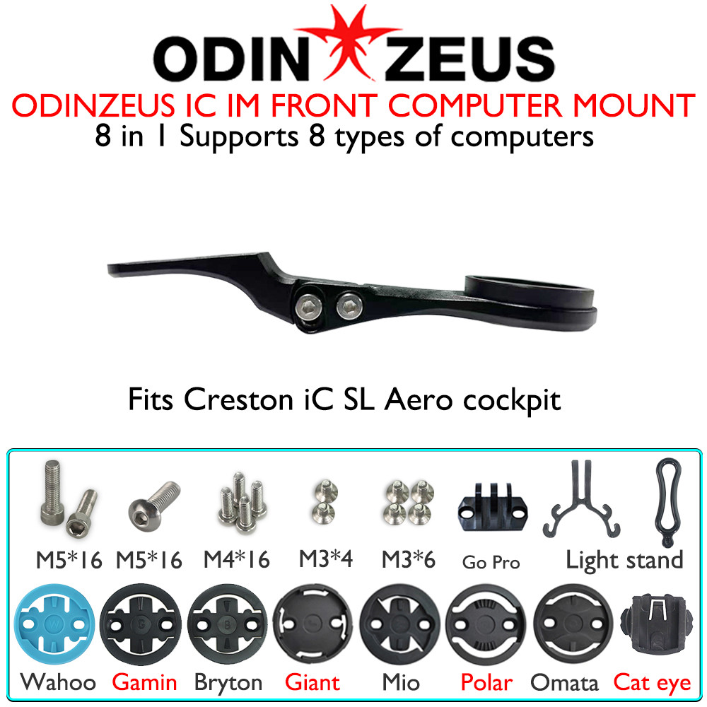 CNC IC Aero Front Computer Mount Gopro Mount Speedometer GPS/Garmin/Bryton/Wahoo Inserts Fits