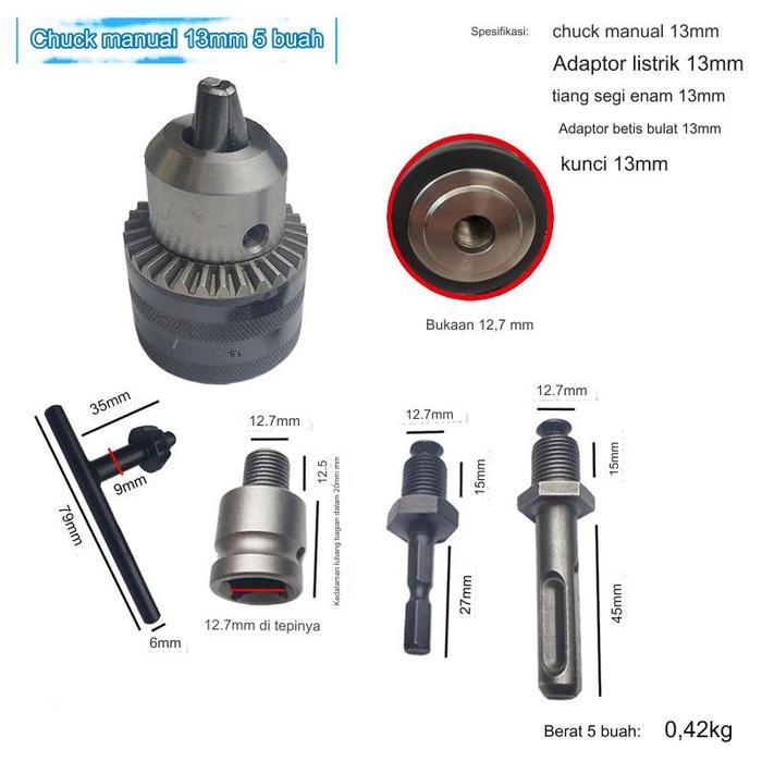 Krisbow - Adaptor Impact Wrench 13Mm 5Pcs- Sambungan Kepala Bor Impact /Epala Bor 13Mmx1/2'/ Kepala
