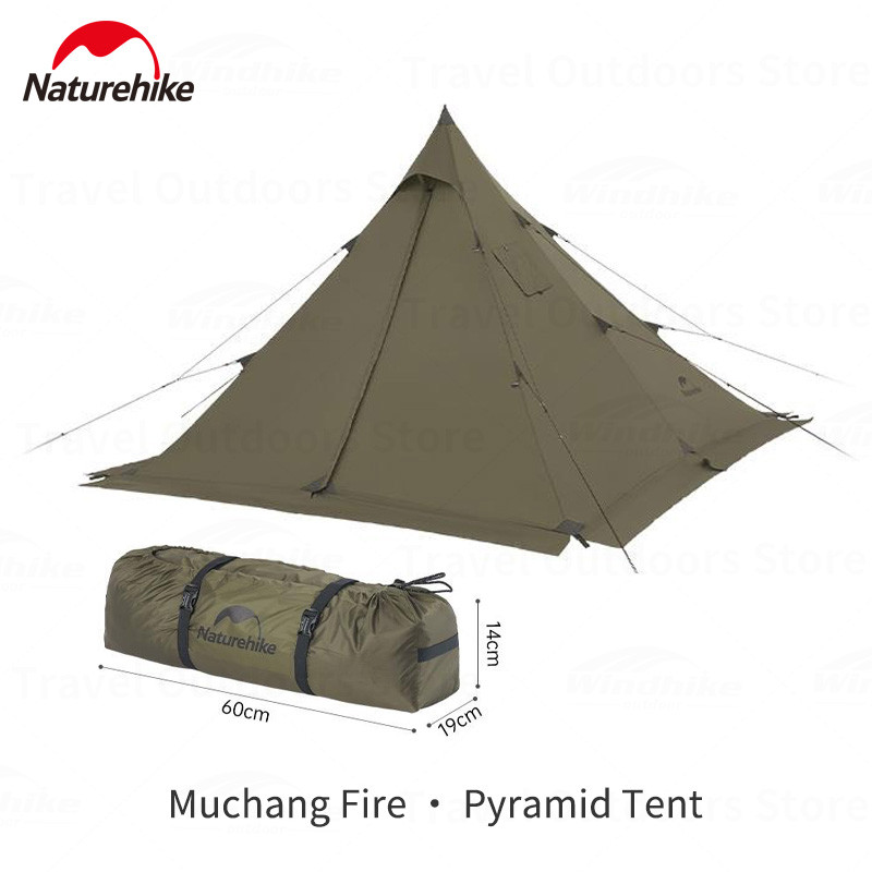 Naturehike Pyramid Tent 210T Double-layer 2 Person Tent Portable Hiking Teepee Tipi Tents Waterproof